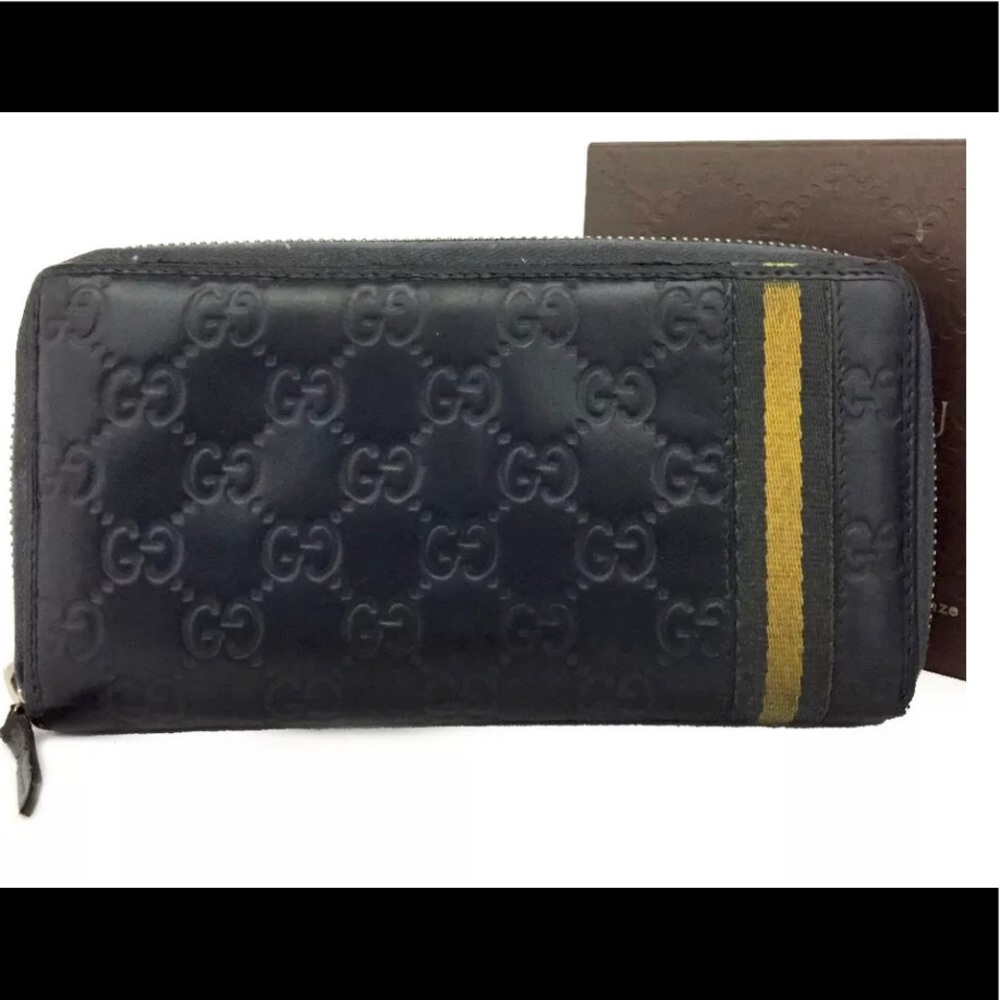 GUCCI Shima GG Logo Black Zippy Long Wallet